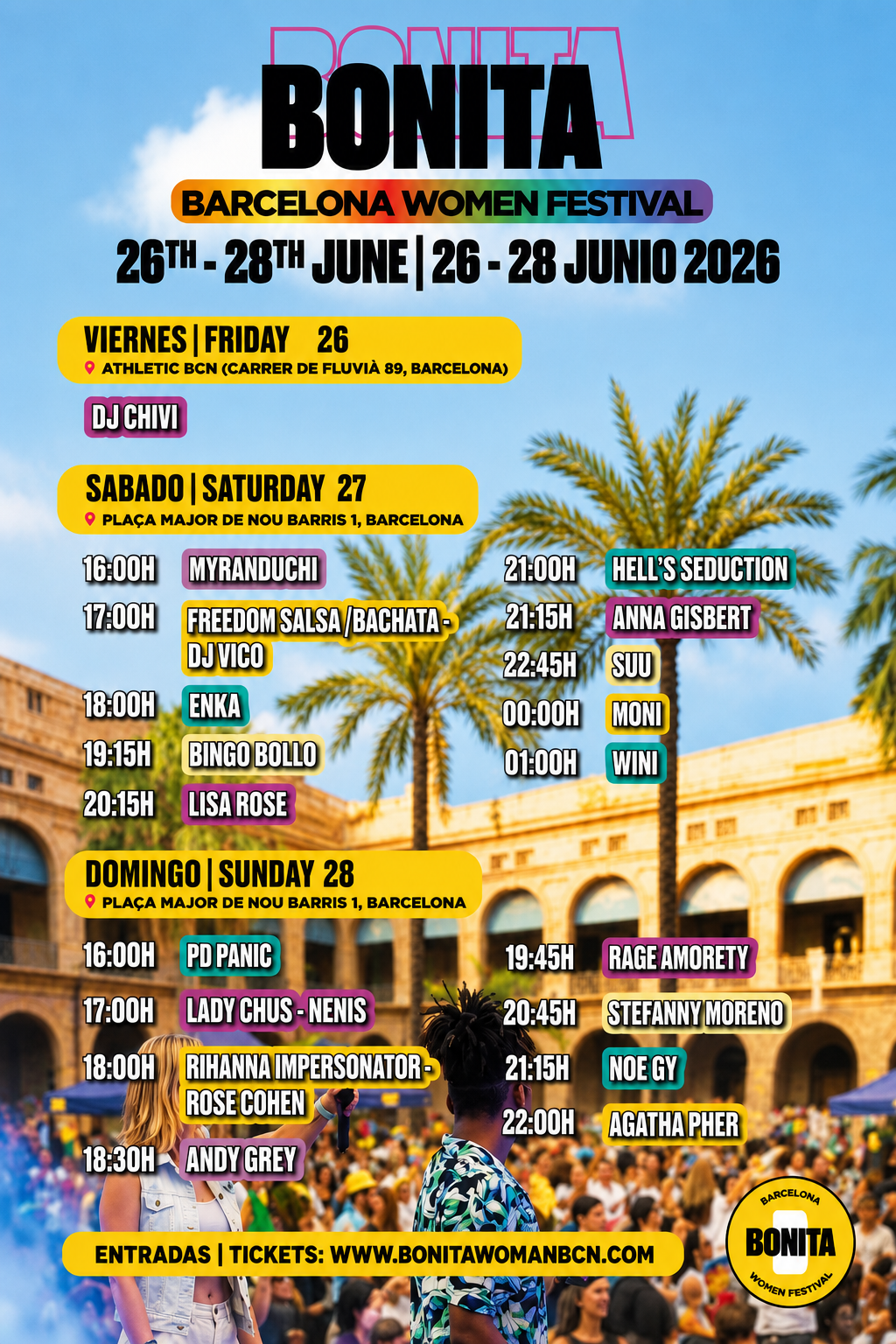 Locandina ufficiale del Bonita Women Festival 2026 a Barcellona