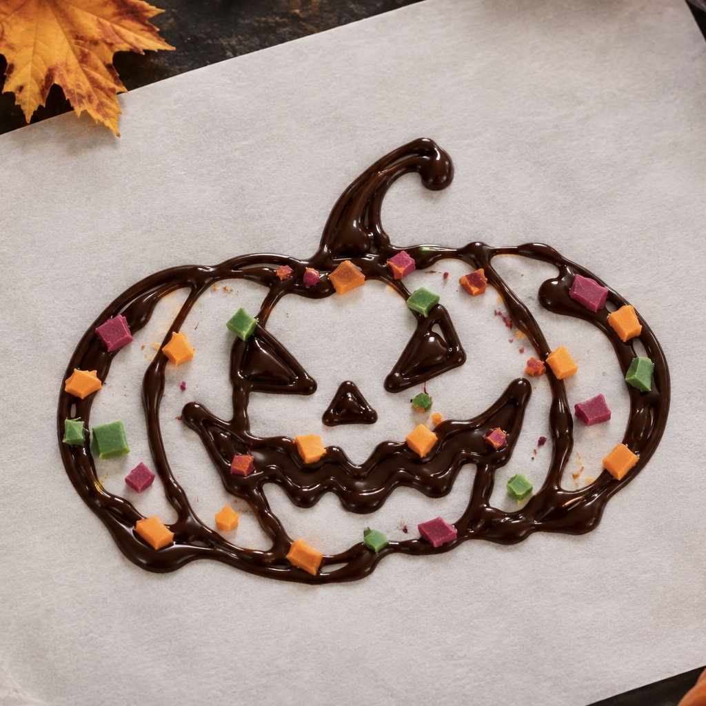 Creazione di cioccolato a forma di zucca per Halloween